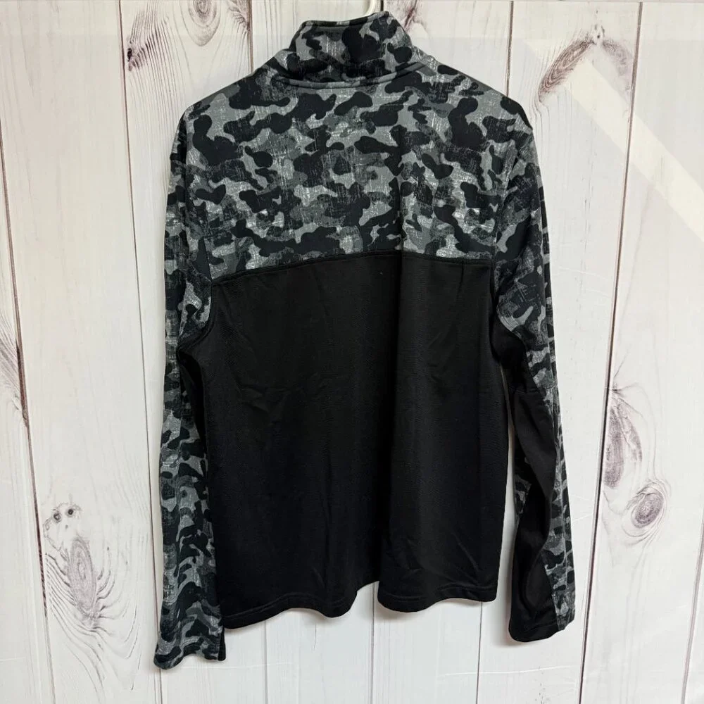 The North Face Men’s 1/4-Zip Pullover Large‎ Black/Camo Chest Pocket EUC